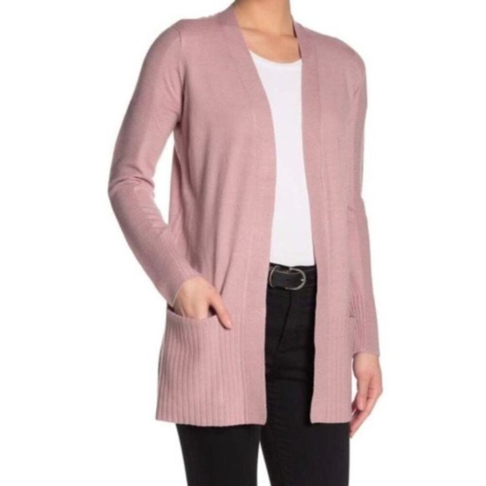Devotion By Cyrus Mauve Ribbed Open Front Cardigan Size M Medium NWT